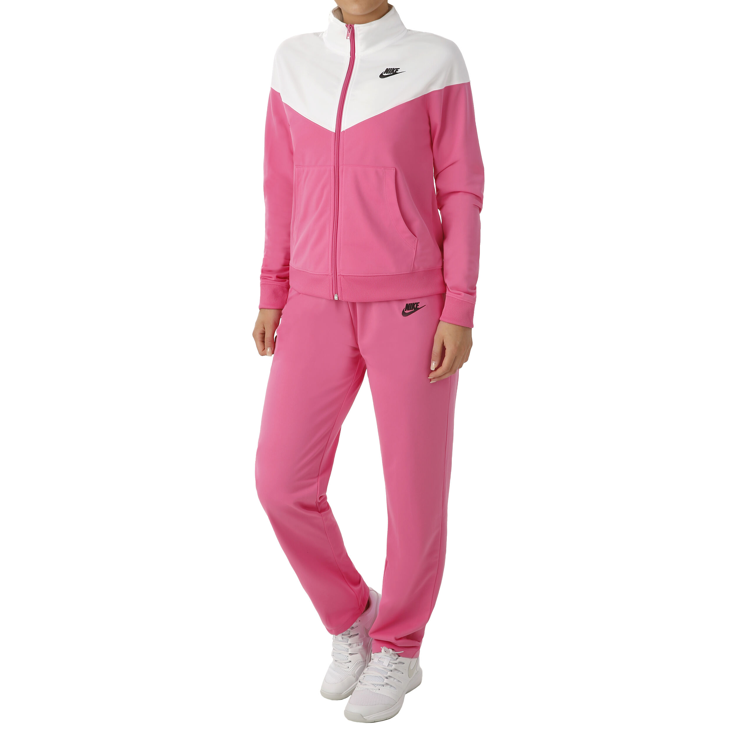 nike pink and white tracksuit