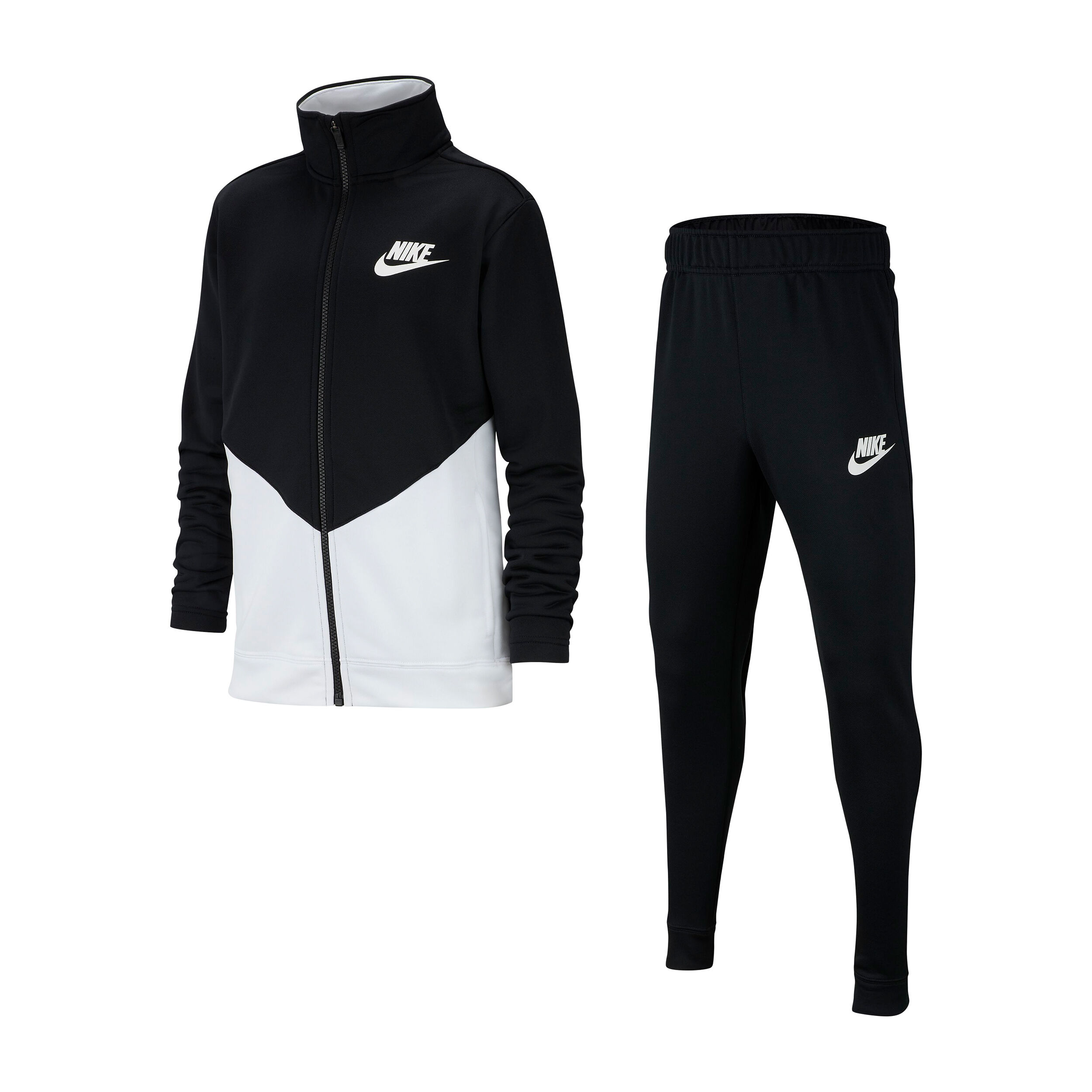 nike tracksuit in black and white