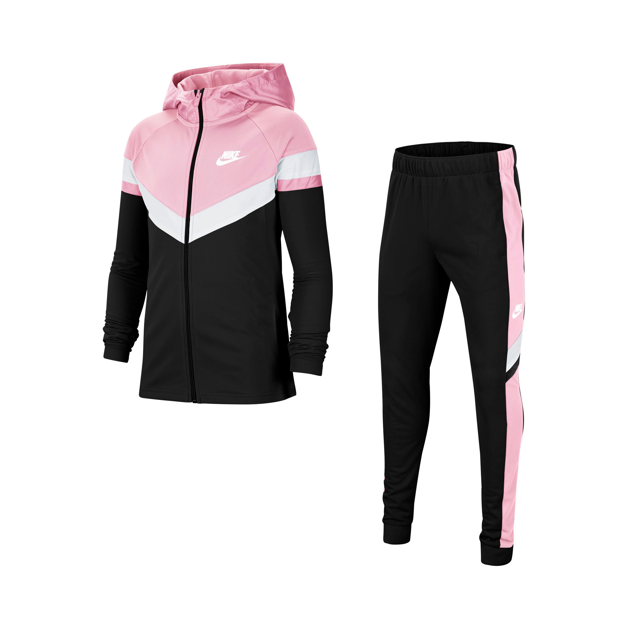 Nike black and sales pink tracksuit