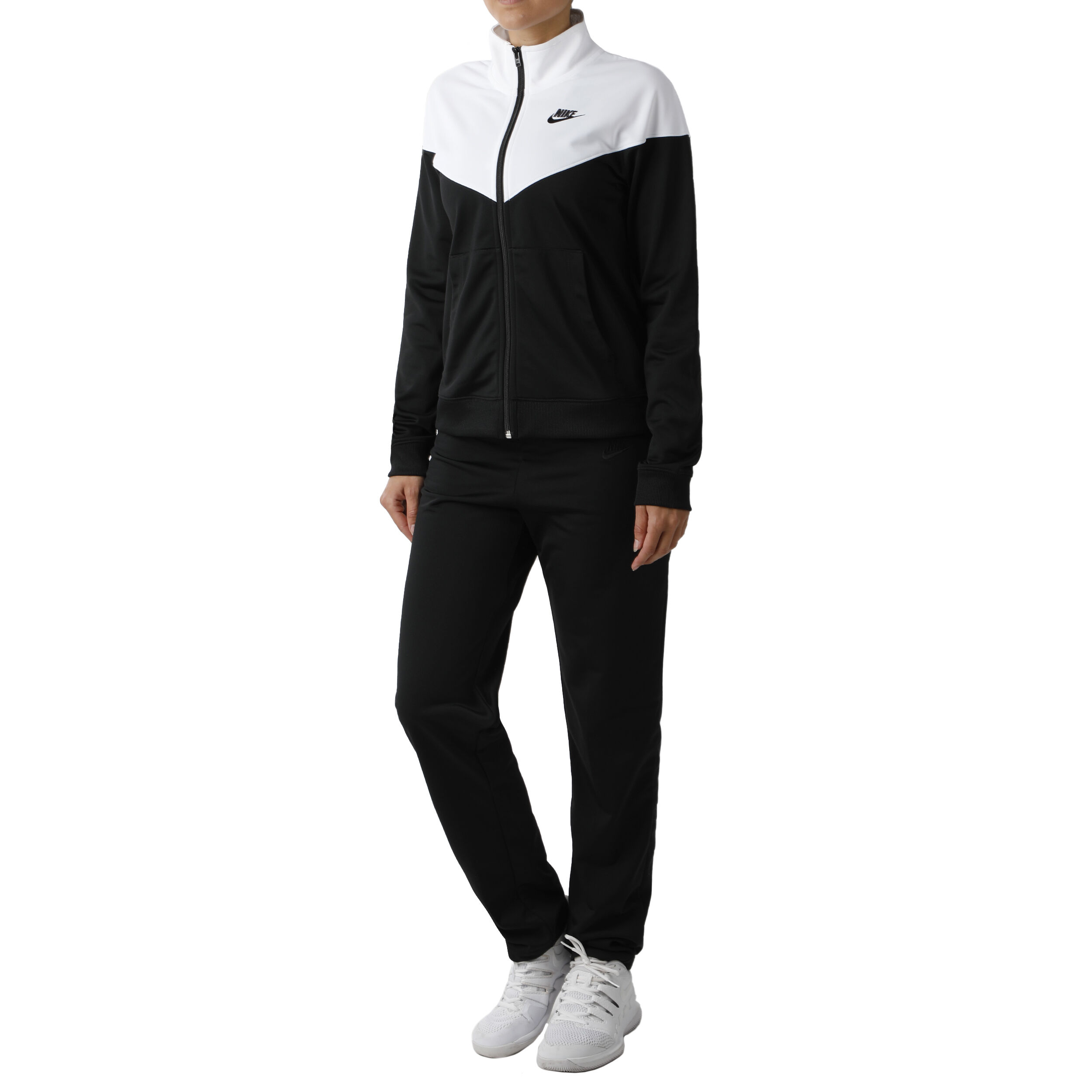 Black and white sales tracksuit nike